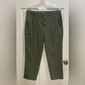 Elizabeth & James Olive Green High Rise Patch Pocket Straight Leg Pants Size 14
